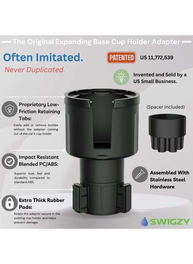 Swigzy Car Cup Holder Expander Adapter (Long Base Version) - Fits Hydro Flask, Yeti, Nalgene, Large 32/40 oz. Bottles & Big Drinks - Image 4