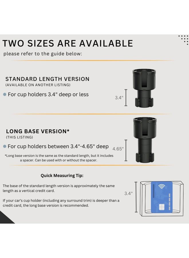Swigzy Car Cup Holder Expander Adapter (Long Base Version) - Fits Hydro Flask, Yeti, Nalgene, Large 32/40 oz. Bottles & Big Drinks - Image 2