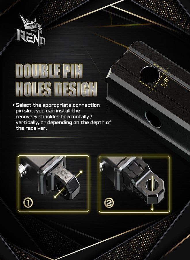 Reno موصل رينو، موصل سحب 2 بوصة مع مجموعة دائرية 3/4 بوصة - قوي للغاية بقدرة 45,000 رطل متوافق مع الشاحنات والسيارات الرياضية متعددة الاستخدامات 4x4 لاستعادة السحب (ألمنيوم، أحمر) - Image 5