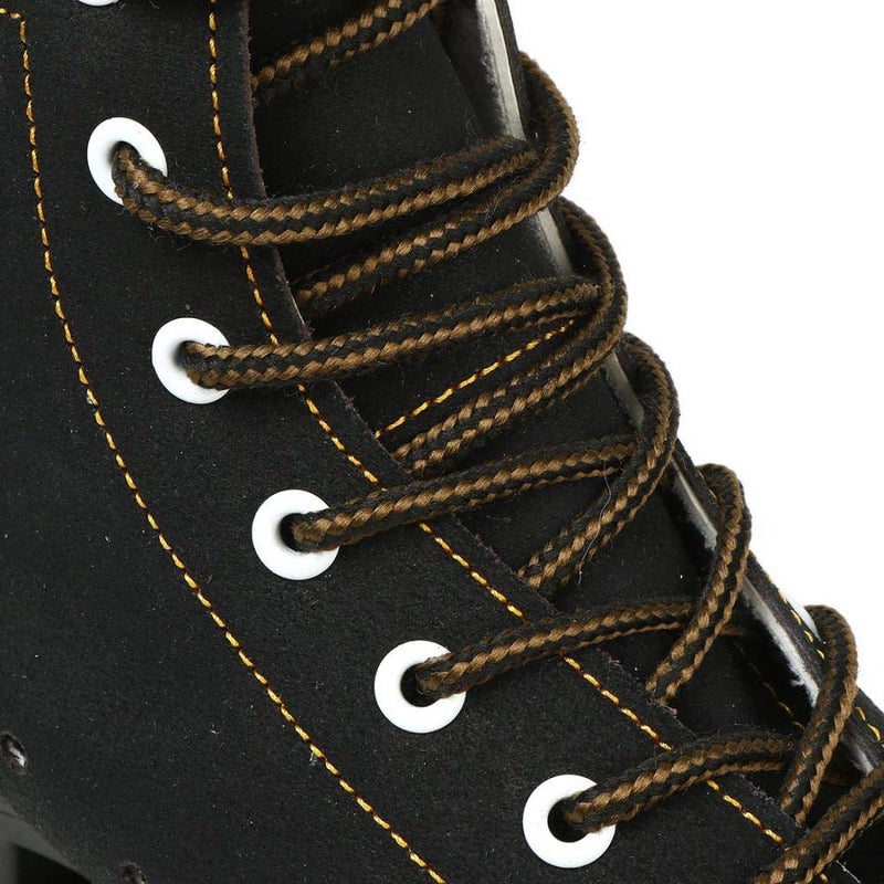 XUDREZ Cowhide Roller Skates for Women and Men High-Top Shoes Double-Row Design,Adjustable Classic Premium Roller Skates (Black Flash Wheel,5) - Image 3