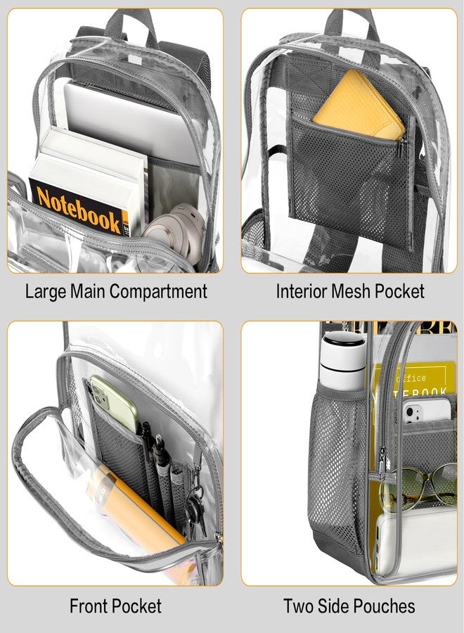 PAMANO Clear Backpack, Heavy Duty Transparent Backpack with Reinforced Bottom See Through for College, Travel, Workplace Security, Gray - Image 2