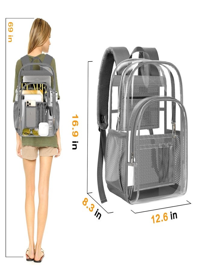 PAMANO Clear Backpack, Heavy Duty Transparent Backpack with Reinforced Bottom See Through for College, Travel, Workplace Security, Gray - Image 5