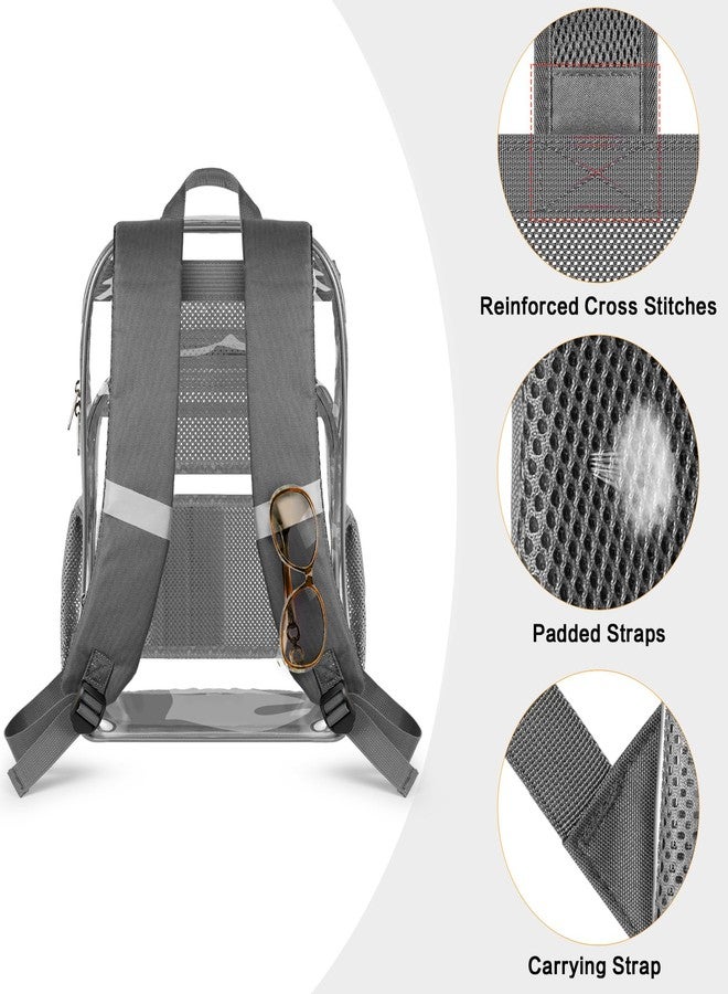 PAMANO Clear Backpack, Heavy Duty Transparent Backpack with Reinforced Bottom See Through for College, Travel, Workplace Security, Gray - Image 4