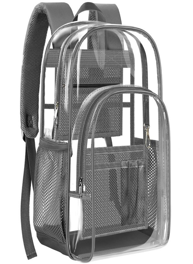 PAMANO Clear Backpack, Heavy Duty Transparent Backpack with Reinforced Bottom See Through for College, Travel, Workplace Security, Gray - Image 1