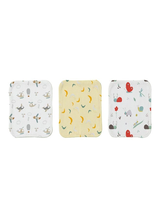 Mookoo Muslin Wash Cloth for New Born Baby | Soft Handkerchief | Muslin Burp Cloths & Baby Face Towels Newborn|PO6(Airplane,Banana,Snail) - Image 1