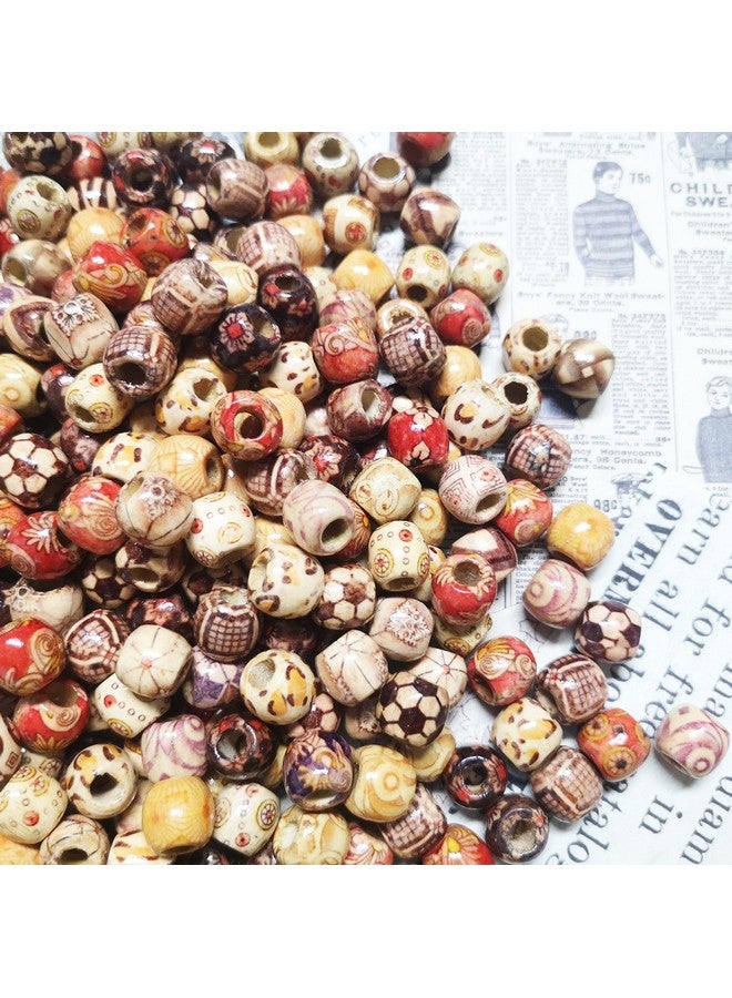 بيتر جوني 300 قطعة من الخرز الخشبي المختلط المطلي على شكل برميل Betterjonny 12 مم بنمط مطبوع دائري من الخشب خرز فضفاض لصنع السوار وقلادة المجوهرات مشروع حرفة الشعر - Image 2