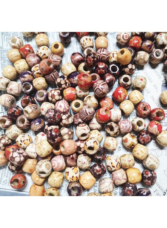 بيتر جوني 300 قطعة من الخرز الخشبي المختلط المطلي على شكل برميل Betterjonny 12 مم بنمط مطبوع دائري من الخشب خرز فضفاض لصنع السوار وقلادة المجوهرات مشروع حرفة الشعر - Image 3
