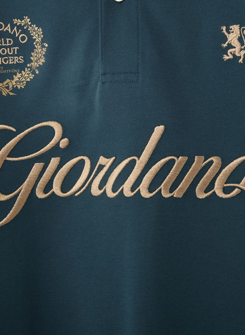 GIORDANO Men's Slim Fit Short Sleeve Polo with Embroidery - Image 4