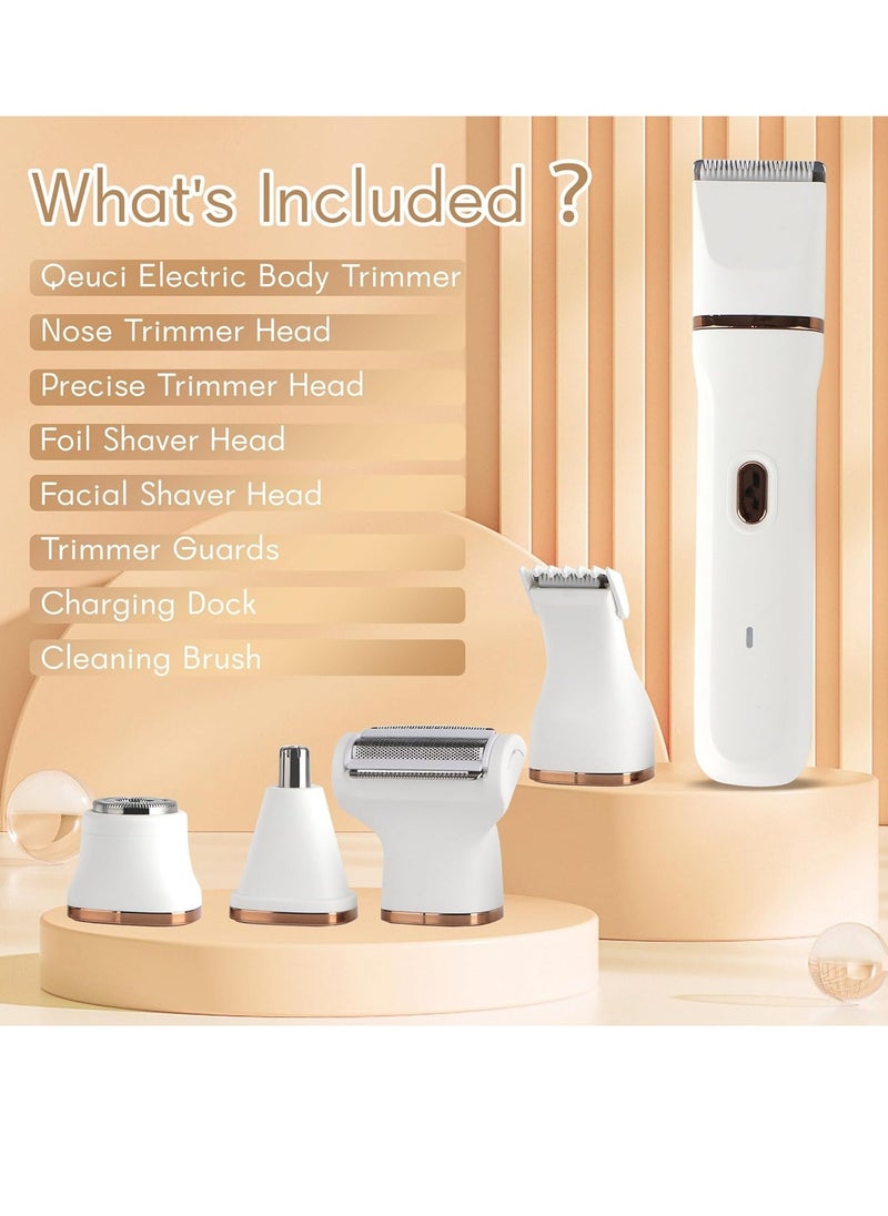 DOSCHER 5-in-1 Electric Razor for Women – Nose, Face & Body Hair trimmer | Multi-Functional Ladies Grooming Kit with Long Hair Trimmer, Precision Blade, Nose Trimmer, T-Shaver & Round Trimmer  - Image 5