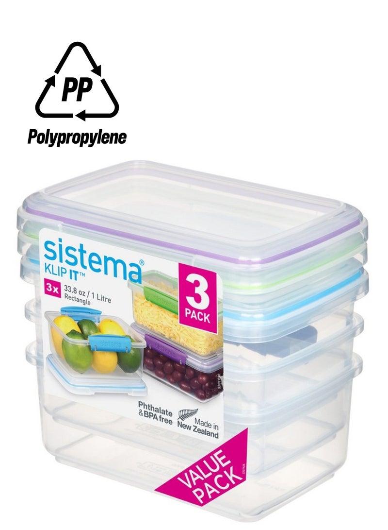 سيستيما حافظة طعام بولي بروبيلين متنوعة 1 لتر × 3 - Image 1