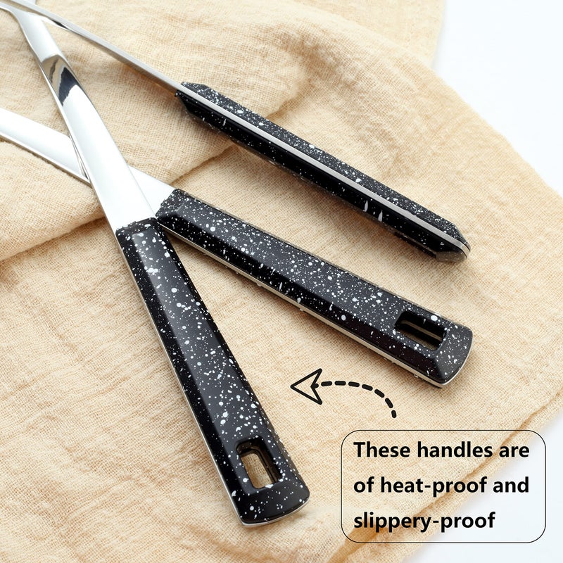 HAPPY KIT طقم ملاعق تقديم من الفولاذ المقاوم للصدأ مكون من 3 قطع مع ملعقة مشقوقة وملعقة تقديم وملعقة مثقوبة، مغرفة حساء، مجموعة أدوات الطهي في المطبخ - Image 3