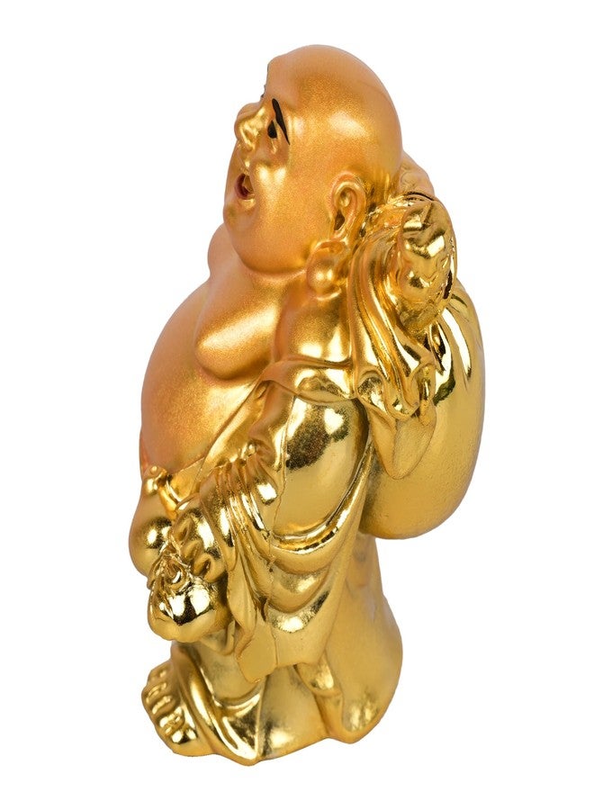 sculpmart Golden Laughing Buddha Idol 6 cm – Smiling Buddha Holding Money Bag in Hands for Good Luck, Wealth, Home, Car, Office & Gifting - Image 3