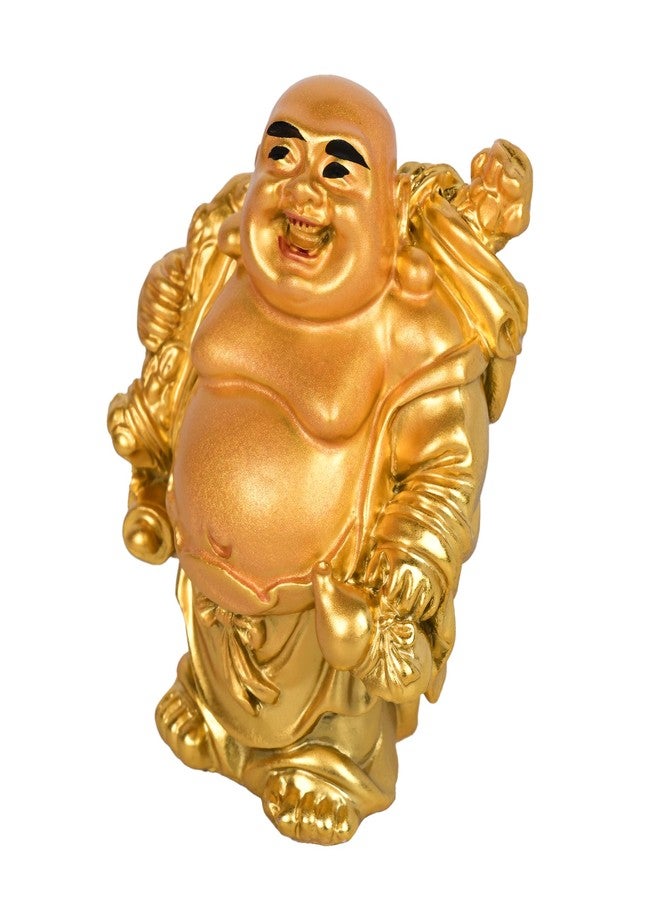 sculpmart Golden Laughing Buddha Idol 6 cm – Smiling Buddha Holding Money Bag in Hands for Good Luck, Wealth, Home, Car, Office & Gifting - Image 2