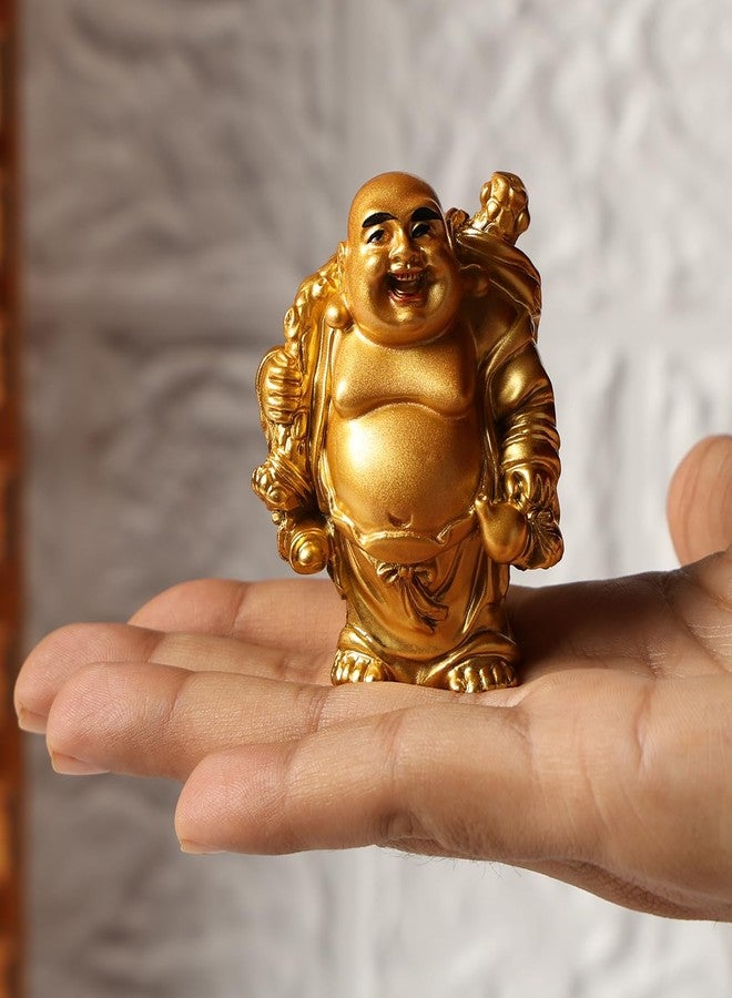 sculpmart Golden Laughing Buddha Idol 6 cm – Smiling Buddha Holding Money Bag in Hands for Good Luck, Wealth, Home, Car, Office & Gifting - Image 4