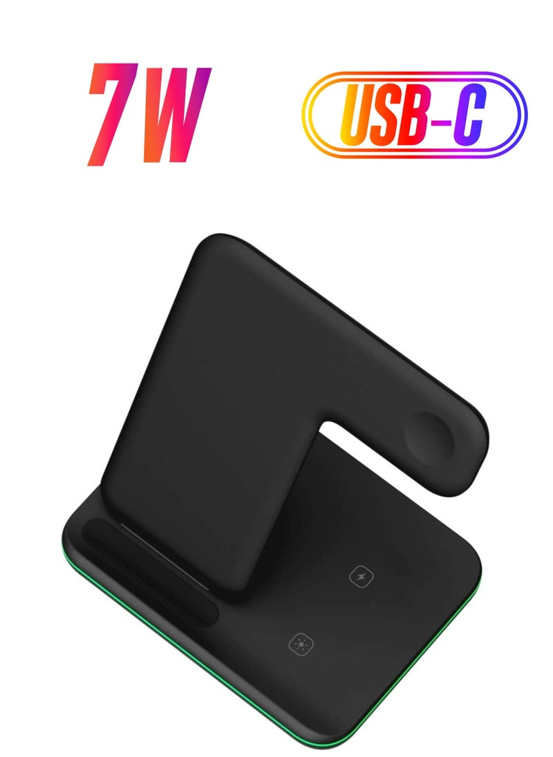 Phone Planet - 3 In 1 Wireless Fast Charging Station Black - Image 1