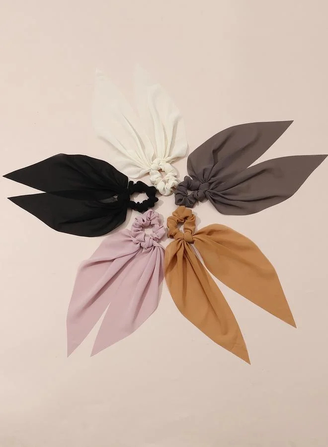 تايك تو Set of 5 - Plain Hair Scrunchies