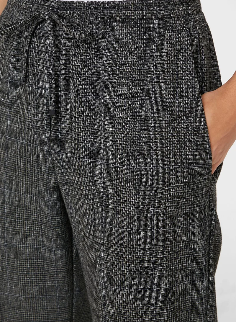 MANGO Tie Waist Ankle Grazer Checked Pants