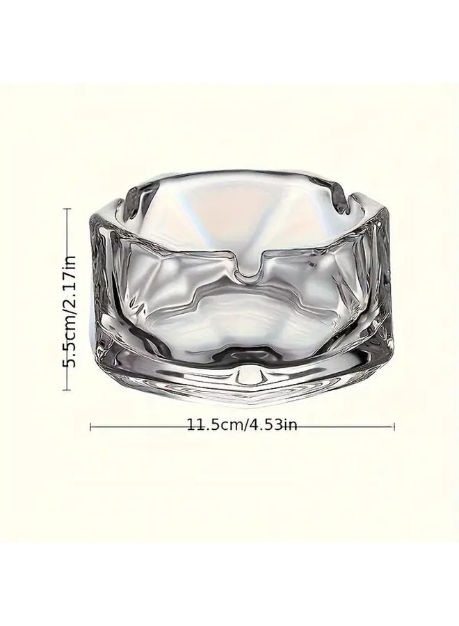 Modern Crystal Glass Geometric Ashtray Transparent Contemporary Durable Easy Clean - Image 1