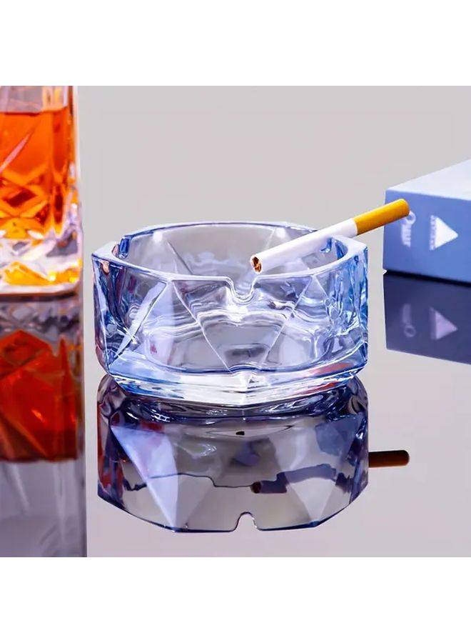 Modern Crystal Glass Geometric Ashtray Transparent Contemporary Durable Easy Clean - Image 3