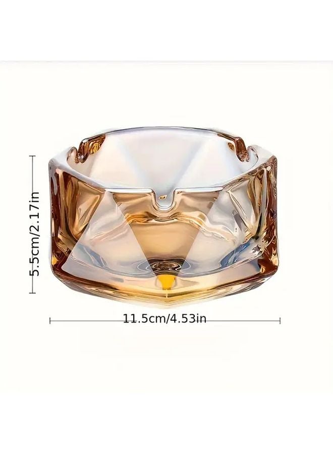 Modern Crystal Glass Geometric Ashtray Transparent Contemporary Durable Easy Clean - Image 4