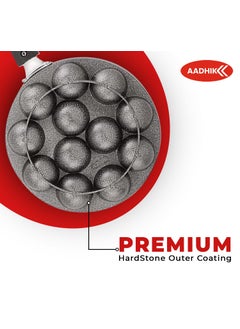 AADHIK AADHIK NonStick 12 Cavity Appam Patra Single Handle with Stainless Steel Lid Aluminium Appam Maker Panayirakal Grey  - Image 4