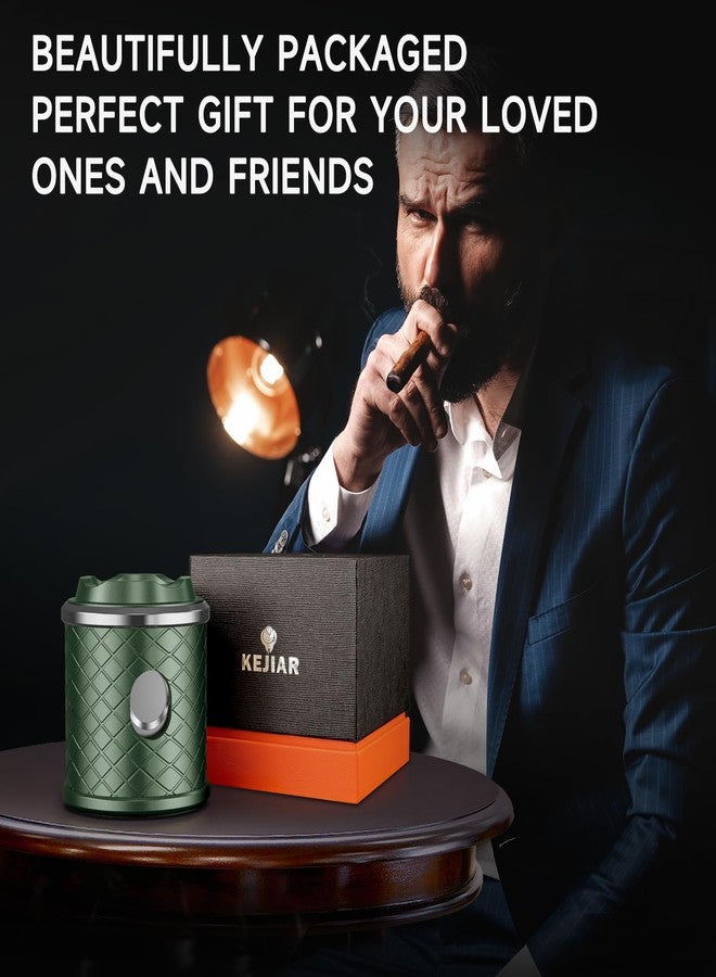 KEJIAR Desktop Cigar Cutter, 4-in-1 Rhombic Look Cigar Cutter with Cigar Holder, Two Size Guillotine, V-Shaped Cutter, Cuts up to 68 Ring Size Cigars, Gift Box Gifts for Men (green) - Image 3