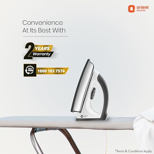 Orient Electric Ultimate Plus 1100 Watt | Heavy Weight Dry Iron for clothes with DuPont American Heritage Coated Non Stick Soleplate | Better Heat Conductivity | 2 Years Replacement Warranty - Image 5