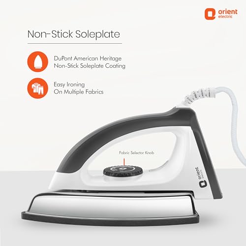 Orient Electric Ultimate Plus 1100 Watt | Heavy Weight Dry Iron for clothes with DuPont American Heritage Coated Non Stick Soleplate | Better Heat Conductivity | 2 Years Replacement Warranty - Image 3