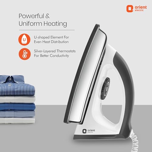 Orient Electric Ultimate Plus 1100 Watt | Heavy Weight Dry Iron for clothes with DuPont American Heritage Coated Non Stick Soleplate | Better Heat Conductivity | 2 Years Replacement Warranty - Image 2