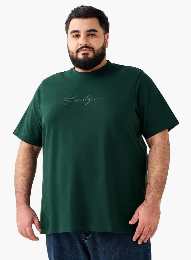 ماكسيم Men Regular Fit Crew Neck Short Sleeves Typographic T shirt