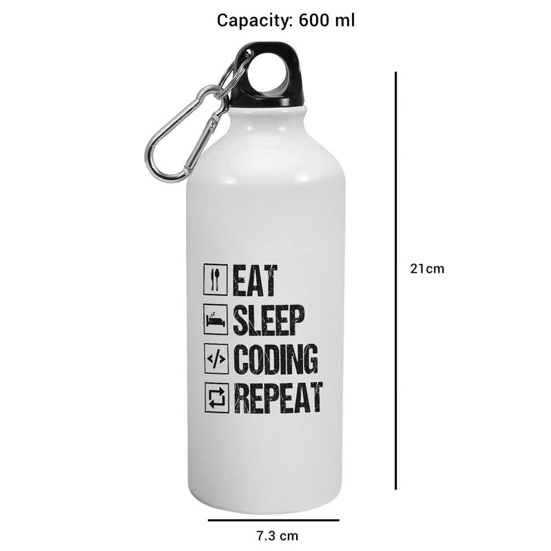Happu Happu Printed Aluminium Sipper Bottle For Coders Programmers Eat Sleep Coding Repeat Gift for Coding Professionals Gift for Students Aspirants ComputerSoftware Engineers 3819AB600  - Image 4