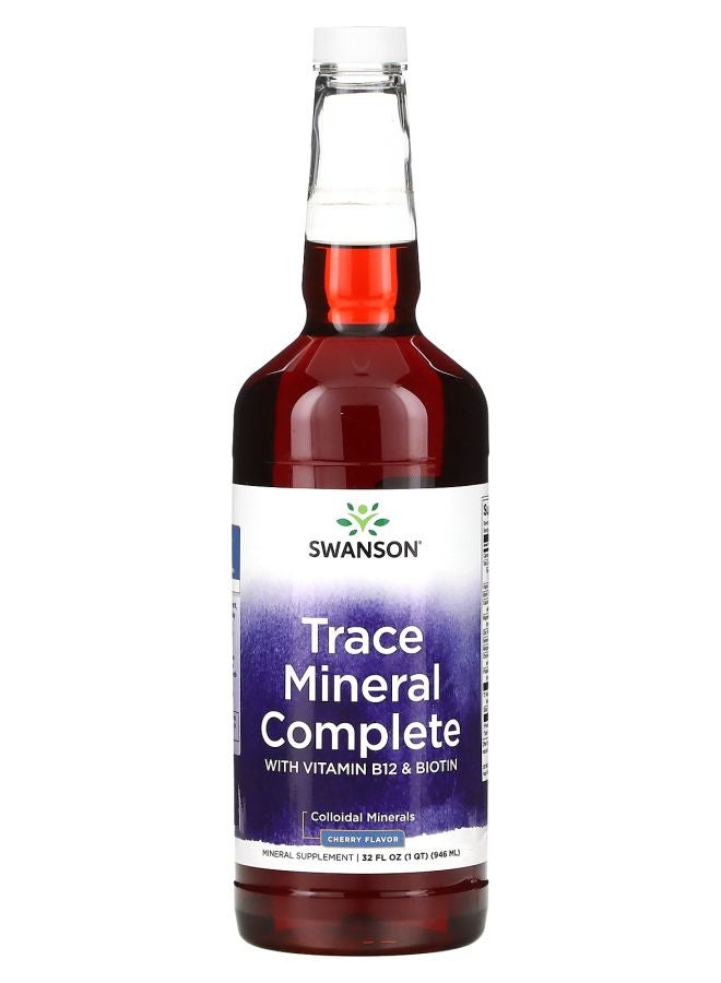 SWANSON Trace Mineral Complete with Vitamin B12 & Biotin Cherry 32 fl oz (946 ml) - Image 1