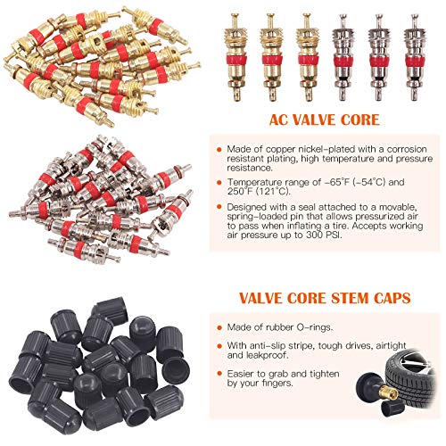 Rustark 70 pcs Valve Core Remover Tool with 30Pcs Tire Valve Stem Cores, 20Pcs Core Caps,Dual Single Head Valve Core Remover, 15 Pcs Puncture Tire Patches, 4-Way Valve Tool and Tire Patch Roller - Image 4
