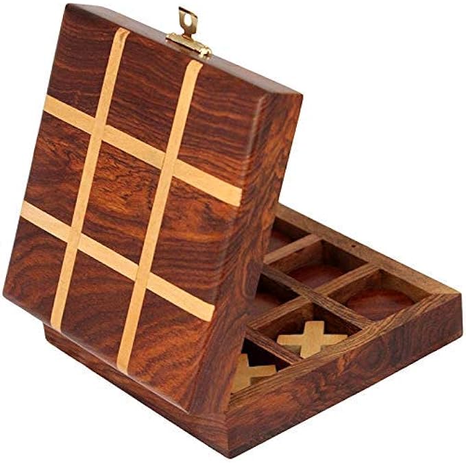 STAR CRAFT لعبة خشبية تيك تاك تو لعبة يدوية خشب الورد النحاس النحاس النقي Noughts والصلبان TIc Tac Toe Board خشبية صفر كاتا لعبة بني 2 - Image 3