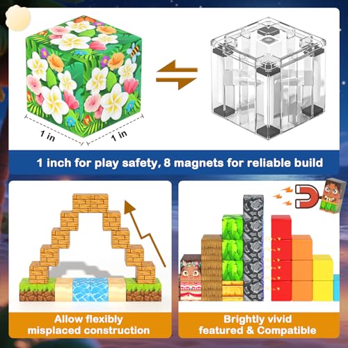 Gooidea Large Magnetic Blocks 120PCS 1 Magnetic Cubes Building Toys for Kids Age 35 48 57 812 Hawaii Mine Magnet World Building Craft Educational Toys Christmas Birthday Game Gifts for Boys Girls - Image 5