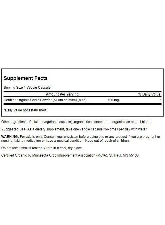Swanson Made with Organic Whole Garlic 700 Milligrams 60 Veg Capsules - Image 2