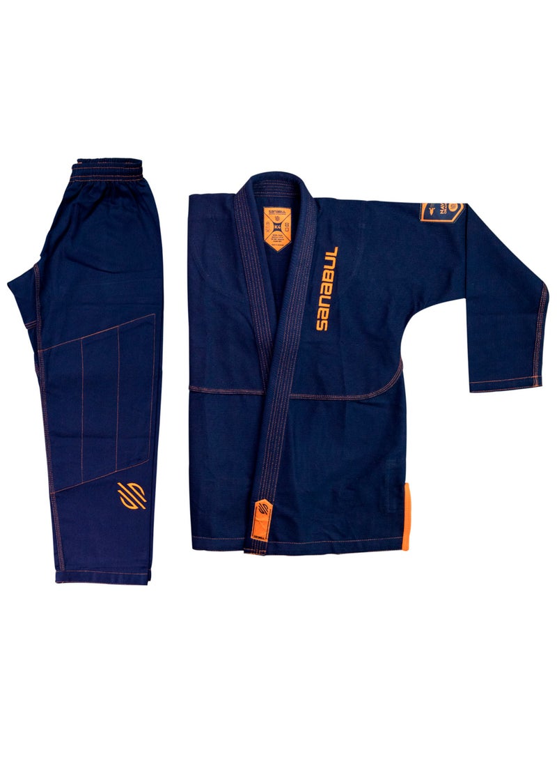 Sanabul  - Future Legends Bjj Gi For Kids | Premium Youth Brazilian Jiu Jitsu Gi With Free White Belt | Lightweight & Durable Jiu Jitsu Kimono For Children And Youth (Navy/Orange, K3) - Image 1