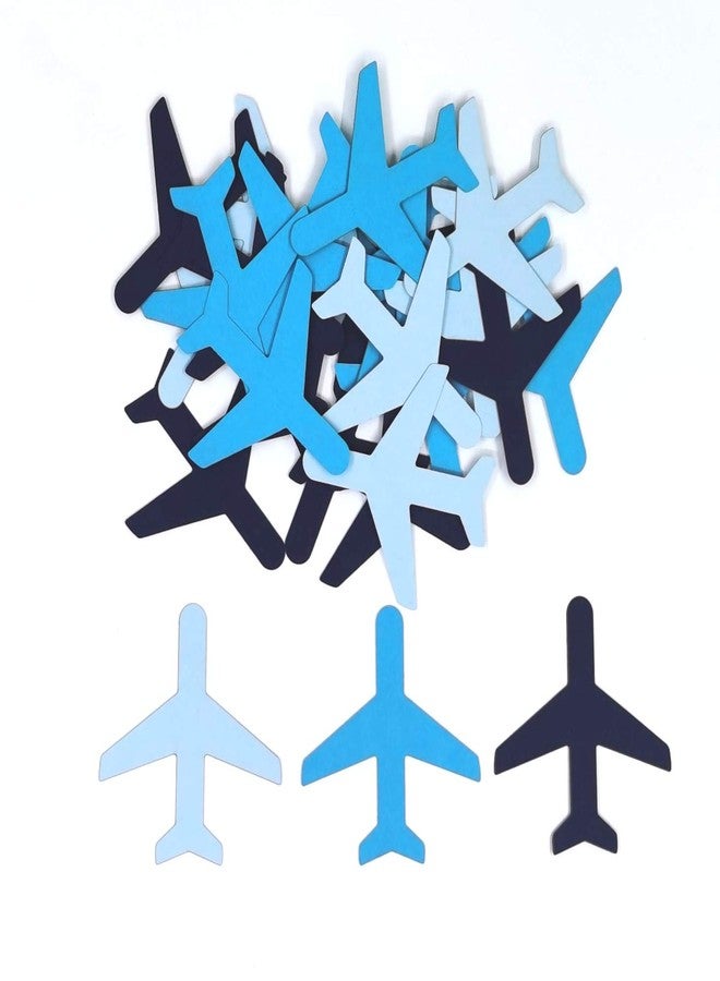 Giuffi Blue 90Pcs Cardstock Plane Table Confetti for Baby Shower Boy Birthday Party Decorations - Airplane Paper Scatter - Mixed Colors - Image 2