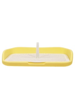 MAJIBAO Dog potty toilet with Pee post, Detachable grid, and Raised fence, Anti-splash dog pee pad holder for small to medium-sized dogs, Reusable dog toilet 48 cm (Yellow)  - Image 1