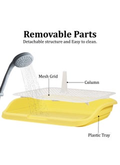 MAJIBAO Dog potty toilet with Pee post, Detachable grid, and Raised fence, Anti-splash dog pee pad holder for small to medium-sized dogs, Reusable dog toilet 48 cm (Yellow)  - Image 3