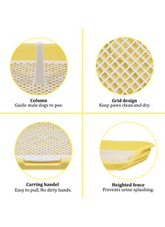 MAJIBAO Dog potty toilet with Pee post, Detachable grid, and Raised fence, Anti-splash dog pee pad holder for small to medium-sized dogs, Reusable dog toilet 48 cm (Yellow)  - Image 4