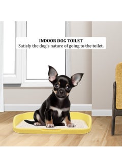 MAJIBAO Dog potty toilet with Pee post, Detachable grid, and Raised fence, Anti-splash dog pee pad holder for small to medium-sized dogs, Reusable dog toilet 48 cm (Yellow)  - Image 5