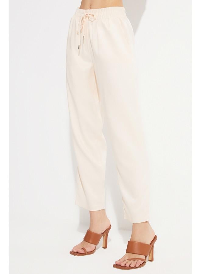 جون بنطلون جوجر نسائي من فيسكوز بخصر مطاطي - بيج فاتح - Image 3