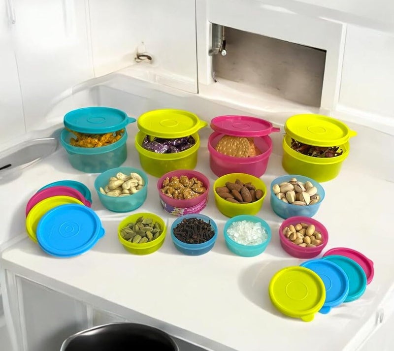 CSM Plastic Pet Storage Boxes Container Set of 12 4x50ml 4x100ml 4x300ml Multicolor Air Tight Kitchen Organiser BPA Free Microwave Safe Dishwasher Safe Stackable - Image 2