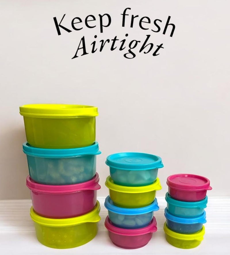 CSM Plastic Pet Storage Boxes Container Set of 12 4x50ml 4x100ml 4x300ml Multicolor Air Tight Kitchen Organiser BPA Free Microwave Safe Dishwasher Safe Stackable - Image 4