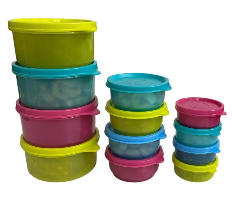 CSM Plastic Pet Storage Boxes Container Set of 12 4x50ml 4x100ml 4x300ml Multicolor Air Tight Kitchen Organiser BPA Free Microwave Safe Dishwasher Safe Stackable - Image 1