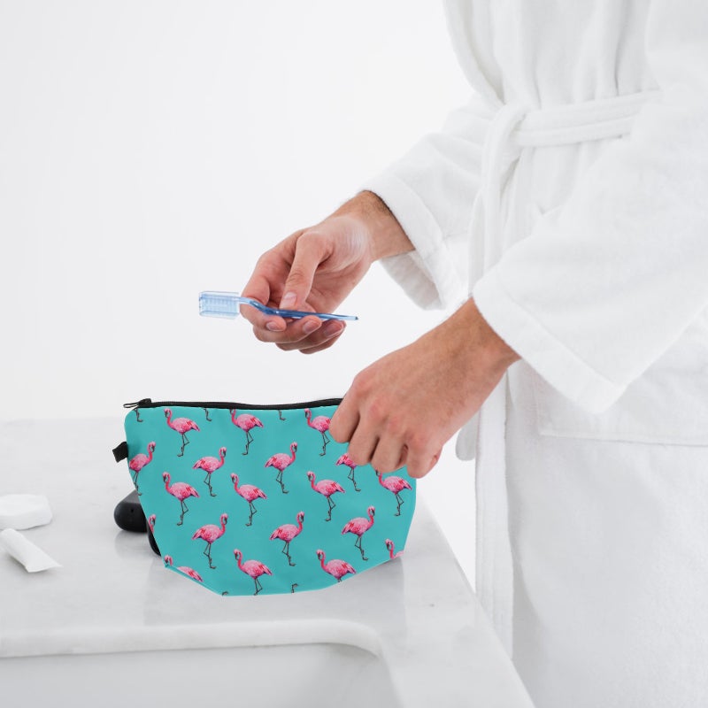 💄 حقيبة مكياج قابلة للحمل بطبعة فلامنغو لتنظيم مستحضرات التجميل والعناية الشخصية للنساء والفتيات - Image 3