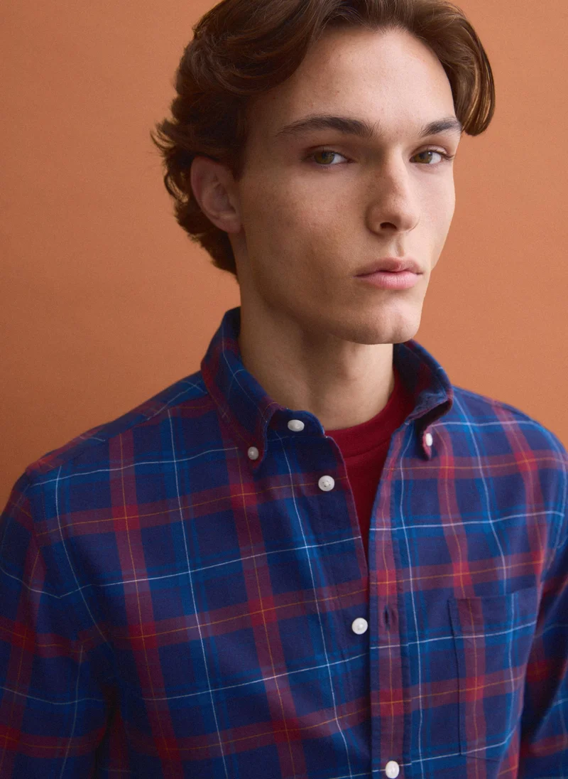 Ovs OVS Blue checked Oxford shirt in pure cotton, regular fit