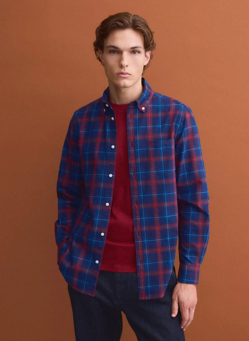 Ovs OVS Blue checked Oxford shirt in pure cotton, regular fit