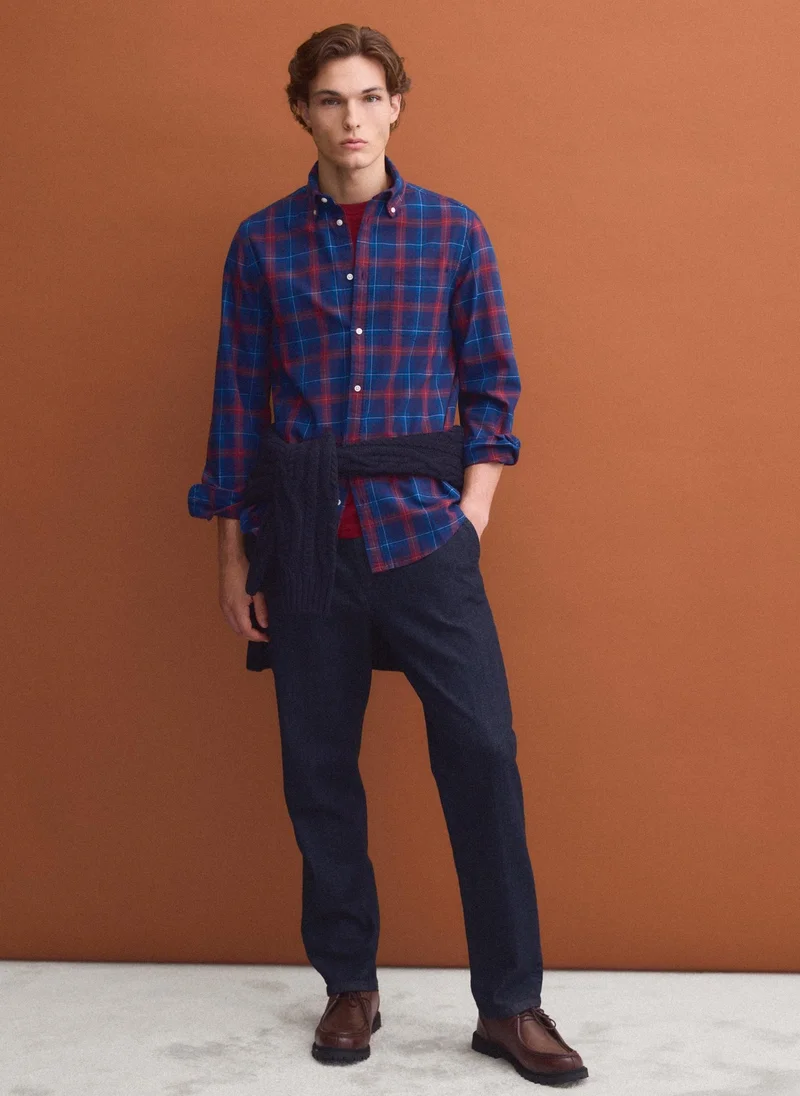 Ovs OVS Blue checked Oxford shirt in pure cotton, regular fit